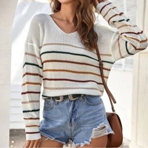 Striped Casual Sweater for Women - Casual Style - Relaxed Fit